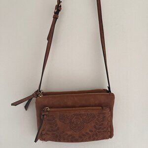 Brown Faux Suede/Faux Leather Purse/Crossbody Bag